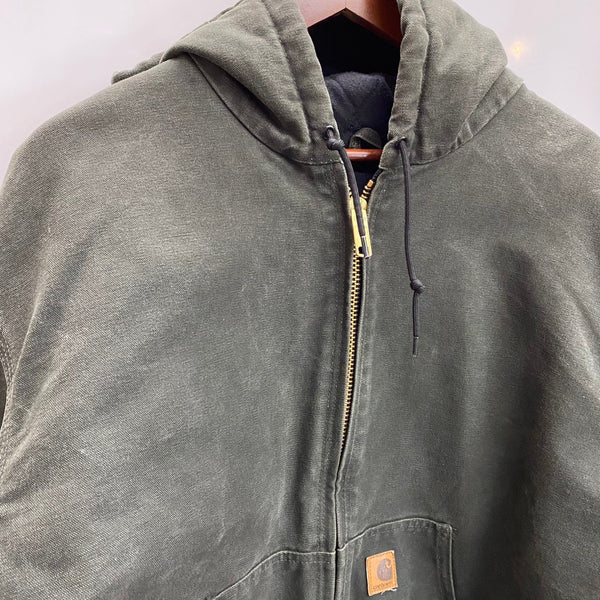 【曜日割引対象外】 カーハート Carhartt 00's アクティブジャケット パーカー モスグリーン ジャケット グリーン 2XLサイズ 201MT-4743 VB