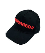 ディースクエアード DSQUARED2 DEAN＆DAN クラッシュ加工 ロゴベースボールキャップ 　黒 ピンク S82BC0028 帽子 メンズ帽子 キャップ ブラック 101hat-166