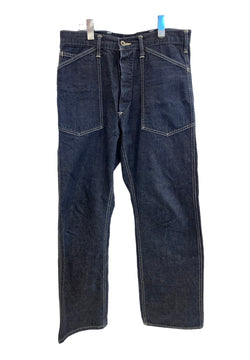 クーティー COOTIE PRODUCTIONS シンチバック デニム ワークパンツ ペインターパンツ ベイカーパンツ マリンパンツ ボタンフライ パッチポケット デニム ブルー Mサイズ 101MB-626