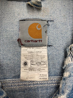 カーハート Carhartt DENIM TRUCKER JACKET デニム トラッカー ジャケット Gジャン ダメージ USA製 アウター インディゴ 青 ジャケット ロゴ ブルー 2XLサイズ 104MT-2167