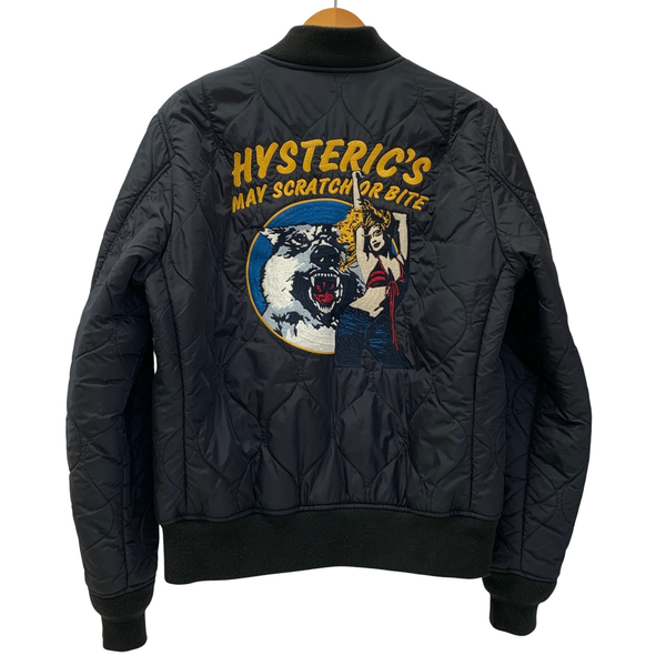 ヒステリックグラマー HYSTERIC GLAMOUR RUMBLE MA-1 ワッペン キルティング フライト ボンバー 0263AB06 ジャケット ブラック Sサイズ 201MT-4149