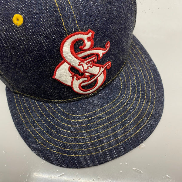 【曜日割引対象外】 【中古】ニューエラ New Era × ONE PIECE OF ROCK 8サイズ デニム 帽子 メンズ帽子 キャップ ブルー 201goods-831 VB