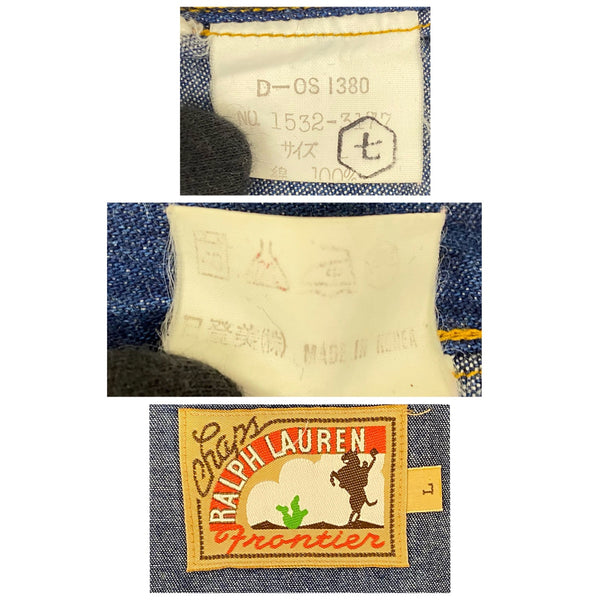 ラルフローレン Ralph Lauren 90's CHAPS チャップス FRONTIER デニムシャツ 長袖シャツ ブルー Lサイズ 201MT-3310