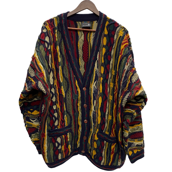 【曜日割引対象外】 クージー COOGI 90's 3Dニットカーディガン カーディガン マルチカラー Lサイズ 201MT-4034