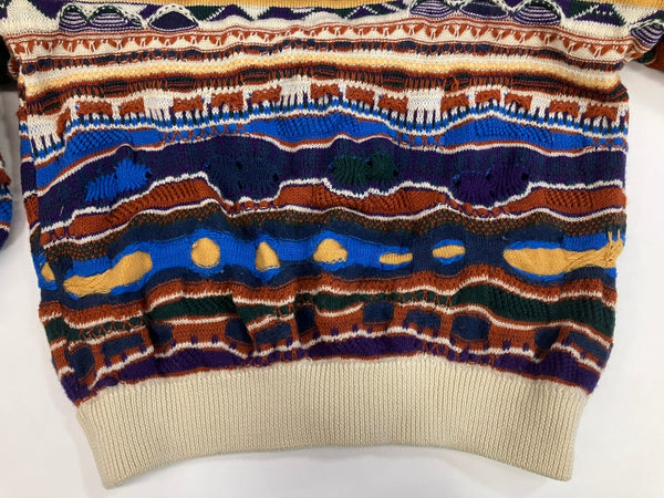 クージー COOGI 80's 80年代 白タグ 旧タグ CUGGI VINTAGE ヴィンテージ 立体ニット 3Dニット セーター クレイジーニット   カーディガン マルチカラー Mサイズ 101MT-5075