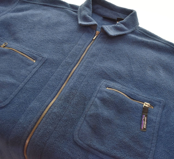 パタゴニア PATAGONIA 90s 90年代 Synchilla Fleece Shirts Jacketシンチラ フリース シャツ ジャケット 2ポケット ジャケット ブルー Lサイズ 103MT-2455