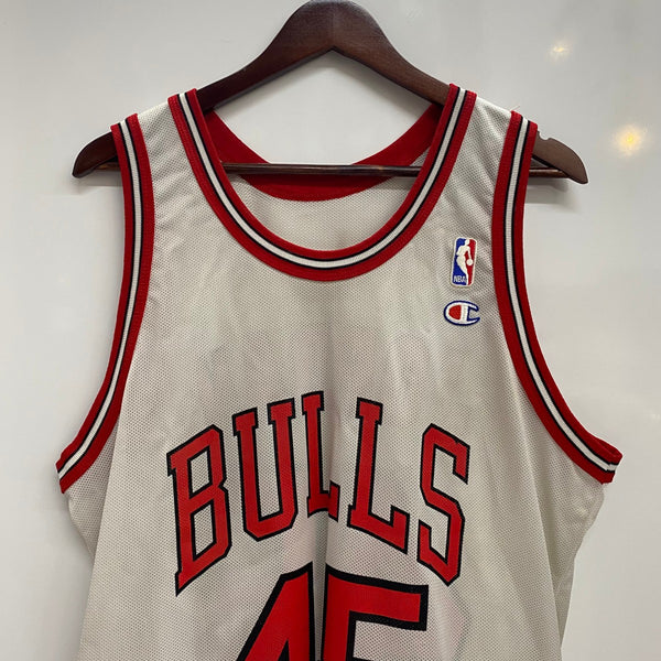 【曜日割引対象外】 チャンピオン Champion 90's NBA ユニフォーム JORDAN BULLS 45 USA製 ノースリーブ ホワイト 44サイズ 201MT-4220 VB