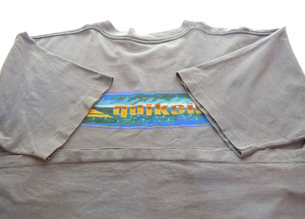 クイックシルバー Quiksilver 90's LOGO PRINT Tee ロゴ T FADE フェード MADE IN USA 90年代 90s オールドサーフ オールドスケート L Tシャツ ネイビー 103MT-2720