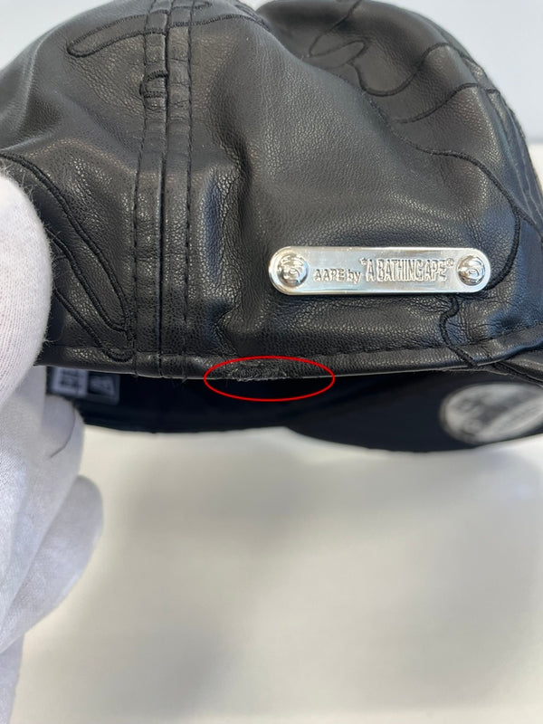 ア ベイシング エイプ A BATHING APE New Era ニューエラ 合皮 レザー 黒 AAPCPM4785XXD 帽子 メンズ帽子 キャップ ブラック 101hat-158