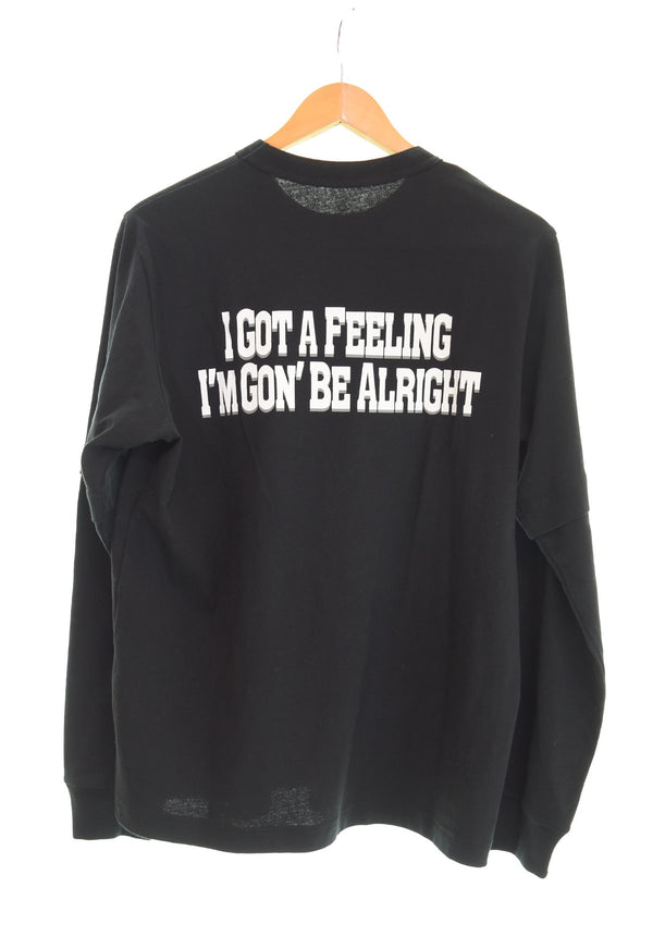 サカイ Sacai 23AW レイヤード バックロゴプリント クルーネック長袖Tシャツ 黒 23-0525S 2 ブラック 103MT-2185