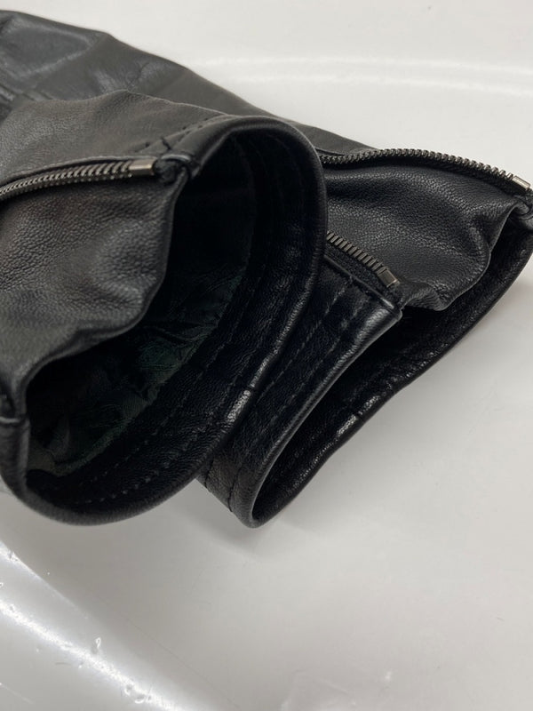 カドヤ KADOYA × Kawasaki LEATHER JACKET レザー ジャケット ライダース セミダブル ダブルジップ アウター 黒 ジャケット 無地 ブラック Lサイズ 104MT-1917