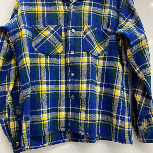 【曜日割引対象外】 ヴィンテージ vintage 40's Manhattan チェックウールシャツ 長袖シャツ ブルー 2サイズ 201MT-4701 VB