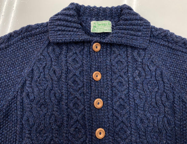 インバーアラン INVERALLAN 3A Lumber Cardigan ランバーカーディガン ケーブルニット ハンドニット 紺 セーター 無地 ネイビー 104MT-2184