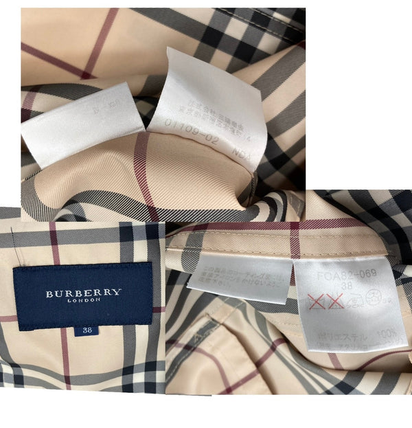 バーバリー Burberry LONDON バーバリーロンドン ノバチェック スプリングコート ジャケット チェック柄 トレンチ ダブルボタン ベルト FCA82-069 ジャケット ベージュ Mサイズ 38 101LT-110