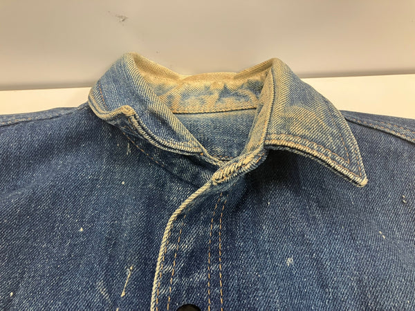 ヴィンテージ vintage 40's~50's 40~50年代 UNKNOWN 黒ラッカーボタン 耳付き オレンジステッチ 袖カットオフ デニム ベスト ブルー 101MT-4799