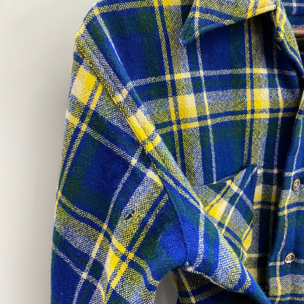 【曜日割引対象外】 ヴィンテージ vintage 40's Manhattan チェックウールシャツ 長袖シャツ ブルー 2サイズ 201MT-4701 VB