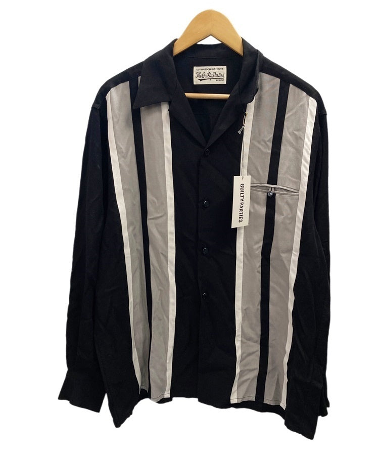ワコマリア WACKO MARIA SWITCHING OPEN COLLAR SHIRT BLACK スウィッチング オープンカラーシャツ 黒  MADE IN JAPAN 23FW-WMS-OC08 長袖シャツ ブラック Mサイズ 101MT-2106 | 古着通販のドンドンサガール