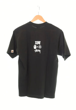 ステューシー  STUSSY   A BATHING APE アベイシングエイプ ヘイプヘッド APE HEAD FITTEST TEE 30周年 黒 半袖 ロゴ Tシャツ 黒 Tシャツ プリント ブラック Sサイズ 103MT-516