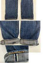 エヴィス EVISU Lot.2001 黄色刺繍カモメ ボタンフライ 緑耳 迷彩柄ポケット 日本製 MADE IN JAPAN デニム ブルー 30×35 101MB-768