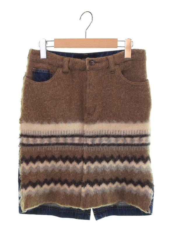 トリココムデギャルソン tricot COMME des GARCONS AD2005 00s 00's 異素材切り替え デニム ウール ドッキング TP-S014 スカート マルチカラー Mサイズ 103LB-11