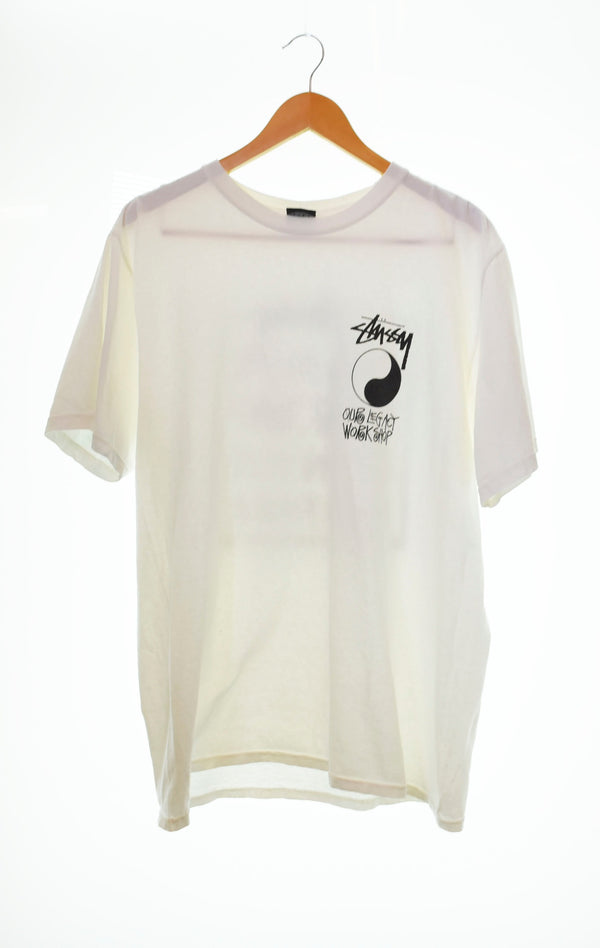 ステューシー  STUSSY ロゴ プリント 半袖Tシャツ 白 Tシャツ プリント ホワイト Mサイズ 103MT-549