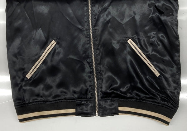 カラクリダマシイ 絡繰魂 枝垂れ桜刺繍 スカジャン 蝶 朧 和柄 ジップアップ アウター ジャケット 黒 223021 ジャケット 総柄 ブラック XLサイズ 104MT-1662