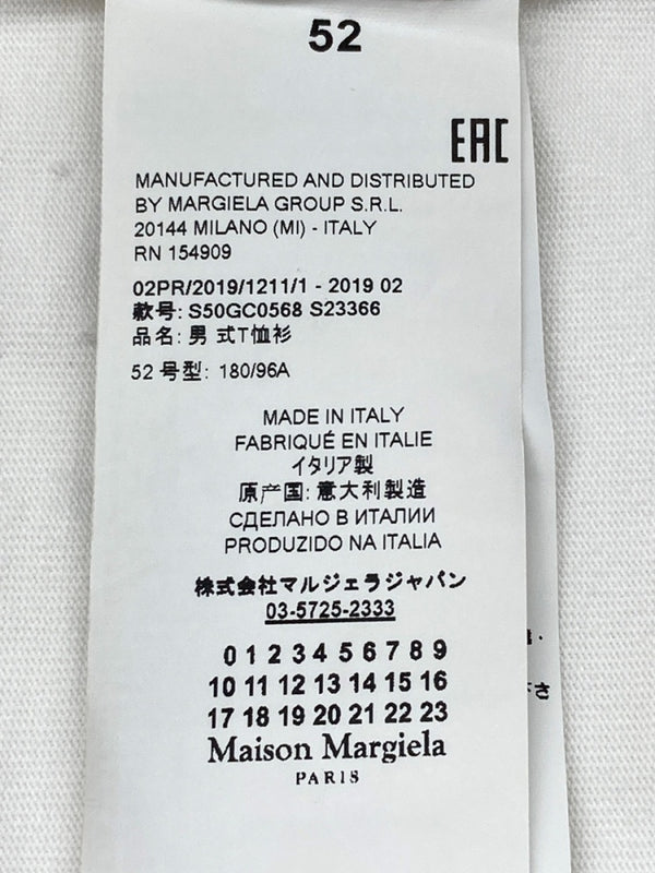 メゾンマルジェラ Maison Margiela カレンダーロゴ テーピング プリント Tシャツ オーバーサイズ 白 S50GC0568 size 52 Tシャツ プリント ホワイト 104MT-1560