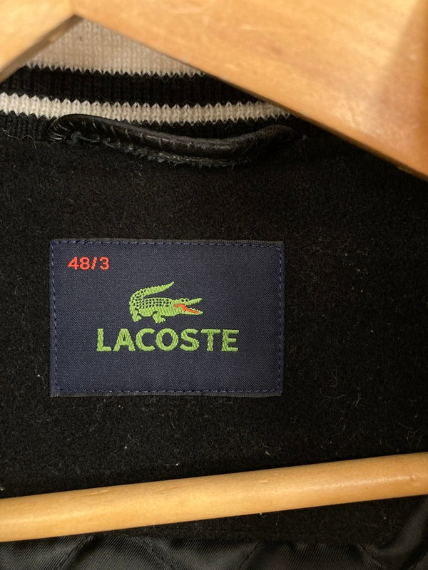 ラコステ LACOSTE スタジャン 切り替え レザー 黒 BLK ロゴワッペン 48 ジャケット ブラック 101MT-3650