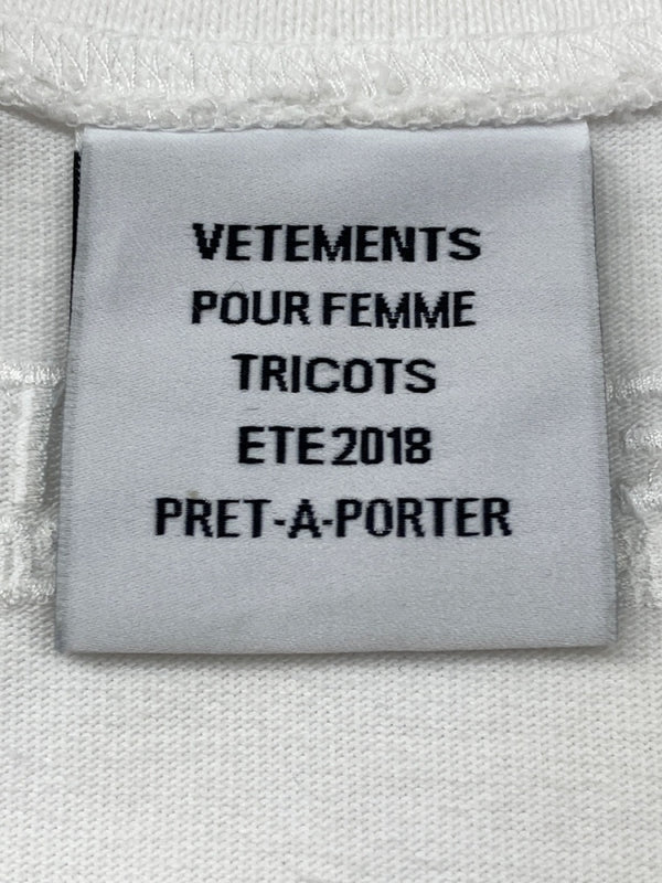 ヴェトモン VETEMENTS 18SS Side slit Tee サイド スリット Tシャツ オーバーサイズ 白 WSS18TR8 Tシャツ プリント ホワイト Mサイズ 104MT-1497