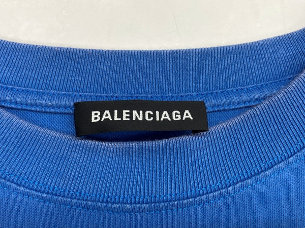 バレンシアガ BALENCIAGA 18AW STREET STYLE SHORT SLEEVE OVERSIZE T-SHIRT オーバーサイズ 刺繍 青 UP57 2018 00317 Tシャツ プリント ブルー Sサイズ 104MT-132