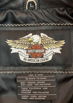 ハーレーダビッドソン HARLEY DAVIDSON ZIP UP RIDERS JACKET ジップアップ ライダース ジャケット バイカー 革ジャン アウター 黒 ジャケット ロゴ ブラック Lサイズ 104MT-1298