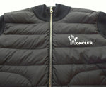 モンクレール MONCLER 19AW フロント ロゴ プリント ニット切替え ダウンジャケット 黒 E20919422350 A9071 ジャケット ブラック Sサイズ 103MT-850