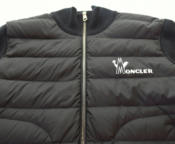 モンクレール MONCLER 19AW フロント ロゴ プリント ニット切替え ダウンジャケット 黒 E20919422350 A9071 ジャケット ブラック Sサイズ 103MT-850