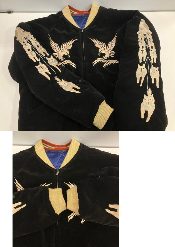 テーラー東洋 TAILOR TOYO 東洋エンタープライズ ALASKA 別珍 アラスカ スカジャン スーベニアジャケット 犬ぞり トナカイ ベロア リバーシブル TT10496 ジャケット ブラック Mサイズ 101MT-5113