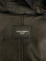 ドルチェ&ガッバーナ Dolce&Gabbana イタリア製 羊革 ラムレザージャケット フーディ 黒 BLK G9HV4L FUL8G サイズ44 ジャケット ブラック 101MT-3664