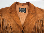 ヴィンテージ vintage MS.PIONEER USA製 70's~90’s GENUINE LEATHER 本革 スウェード ウエスタン フリンジ テーラード フロントボタン BROWN 茶色 ジャケット ブラウン SIZE8 104LT-198