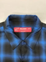 ハイドアンドシーク HIDE AND SEEK 23SS OMBRE CHECK L/S SHIRT オンブレ チェック シャツ オープンカラー青 黒 HS-020223 長袖シャツ チェック ブルー Lサイズ 104MT-449