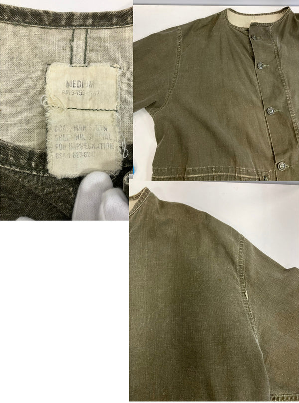ミリタリー military 60's 60年代 US.ARMY 米軍 実物 ガスプロテクトコート ミリタリージャケット モッズコートノーカラー フィッシュテール VINTAGE ヴィンテージ MEDIUM コート カーキ Mサイズ 101MT-4906