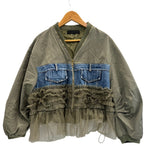 ミカーレミカーレ MICALLE MICALLE チュールドッキング MA-1 ブルゾン デニム 切替 ジャケット カーキ 101LT-178