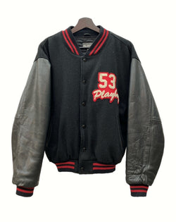 プレイボーイ PLAYBOY STADIUM JACKET スタジアム ジャケット スタジャン バーシティ レザー うさぎ USA製 黒 ジャケット ロゴ ブラック Sサイズ 104MT-929