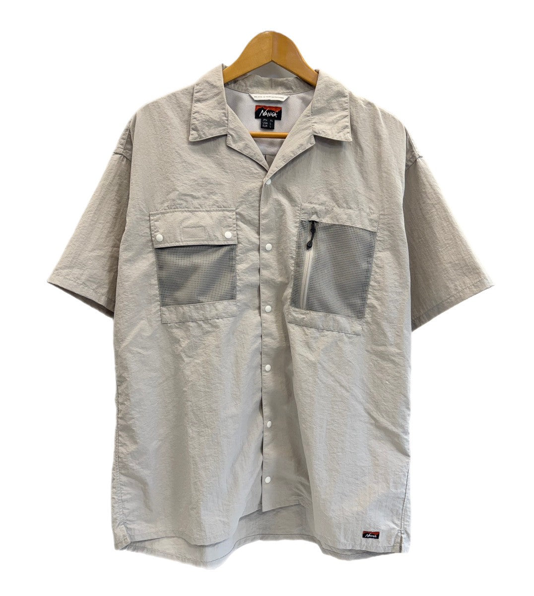 ナンガ NANGA NYLON TUSSER OPEN COLLAR SHIRT ナイロンタッサー