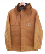 カーハート Carhartt 60's DUCK CHORE COAT ダック チョア コート フード付き デカCボタン ユニオンチケット 裏地ブランケット COVERALL カバーオール 38 ジャケット ブラウン 103MT-3104