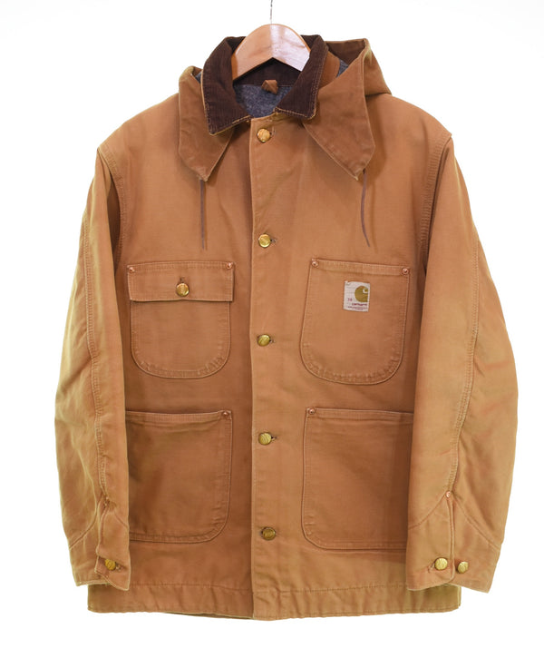 カーハート Carhartt 60's DUCK CHORE COAT ダック チョア コート フード付き デカCボタン ユニオンチケット 裏地ブランケット COVERALL カバーオール 38 ジャケット ブラウン 103MT-3104