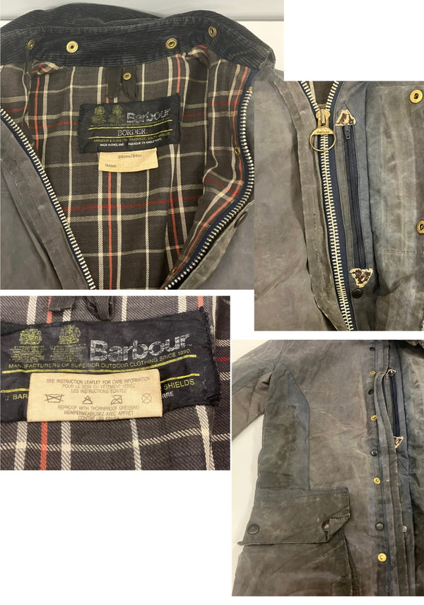 バブアー BARBOUR 90's 90年代 3ワラント BORDER ボーダー ワックス コットン オイルドジャケット コート VINTAGE ヴィンテージ 34inchi ジャケット ネイビー 101MT-5259