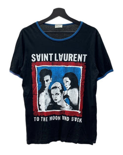 サンローラン Saint Laurent 17SS TO THE MOON AND BACK TEE プリント Tシャツ 半袖 カットソー 黒 466907 YB1FT Tシャツ プリント ブラック XSサイズ 104MT-1598