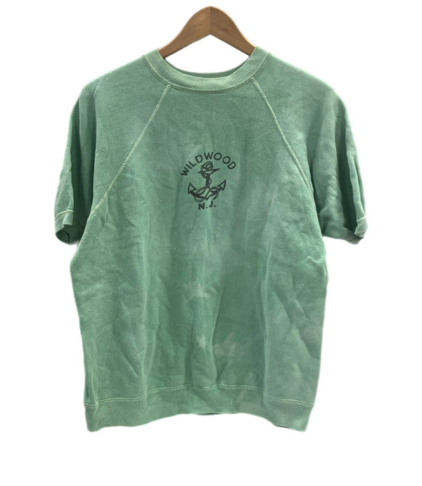 ヴィンテージ vintage 50's～60's 50～60年代 染み込みプリント ラグラン 4本針 フラットシーマ 半袖スウェット - スウェット グリーン 101MT-4962