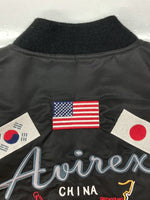 アヴィレックス AVIREX MA-1 FLIGHT JACKET フライト ジャケット ナイロン アウター リバーシブル 黒 AMY7302 ジャケット 刺繍 ブラック 2XLサイズ 104MT-587