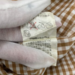 カネコイサオ kaneko isao ワンダフルワールド セーラーカラー シャツ リボン ギンガムチェック柄 長袖シャツ ブラウン 201LT-433