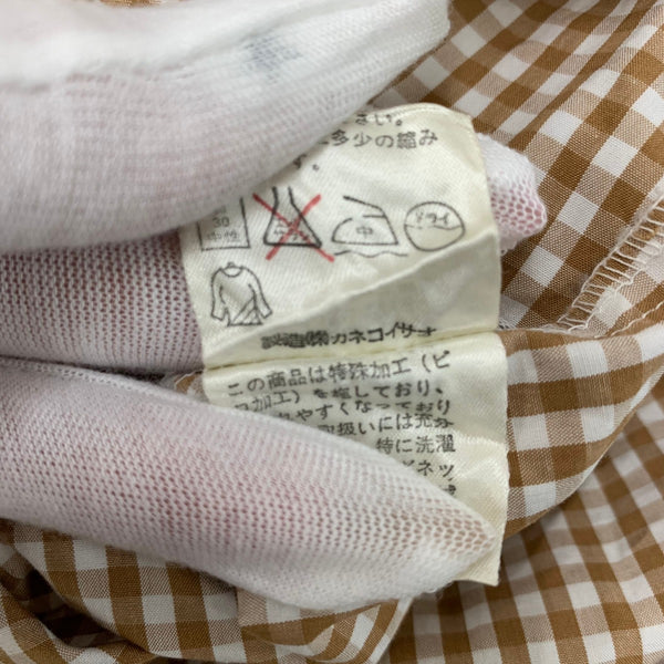 カネコイサオ kaneko isao ワンダフルワールド セーラーカラー シャツ リボン ギンガムチェック柄 長袖シャツ ブラウン 201LT-433