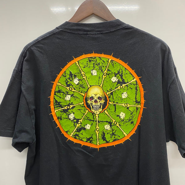 【曜日割引対象外】 ヴィンテージ vintage 90's ラッシュ RUSH 1991 ROLL THE BONES PUSHEAD USA製 Tシャツ ブラック XLサイズ 201MT-4294 VB